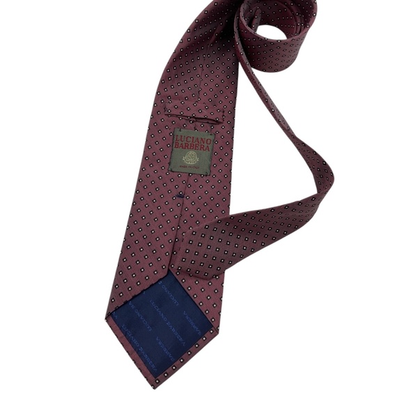LUCIANO BARBERA Burgundy Geometric Silk LUXURY Tie ITALY - Picture 2 of 5